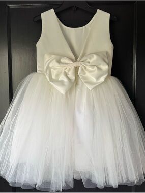 Ivory Tulle Flower Girl Dress with Bow